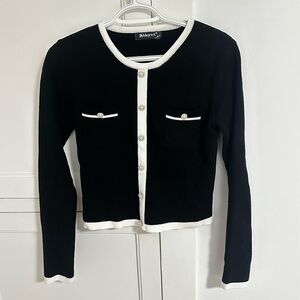 Allegra K Black and White Cardigan
